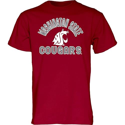 Blue 84 Men's Washington State Cougars T Shirt Line Up Team Color, Washington State Cougars Cardinal, Medium
