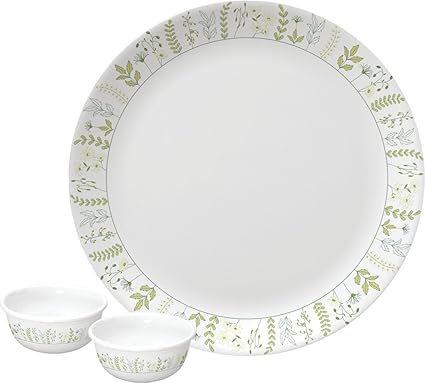 Servewell Herbs Urmi Melamine Buffet Set, 18-Pieces, White