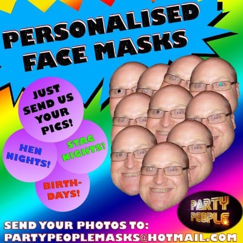 15 x PERSONALISED CUSTOM FUN FACE MASKS by Custom Masks