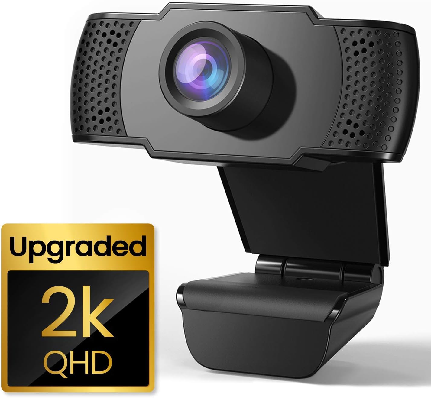 Webcam with Microphone, 2K QHD 1440P PC Laptop Desktop USB Webcam, Plug and Play Web Camera, Widescreen Computer Streaming Camera for Video Call, Conference, Recording, Online Classes, Game