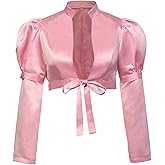 UniqKaliber Women's Regency Spencer Jacket, Victorian Long Sleeves Jacket Ball Gown Crop Coat