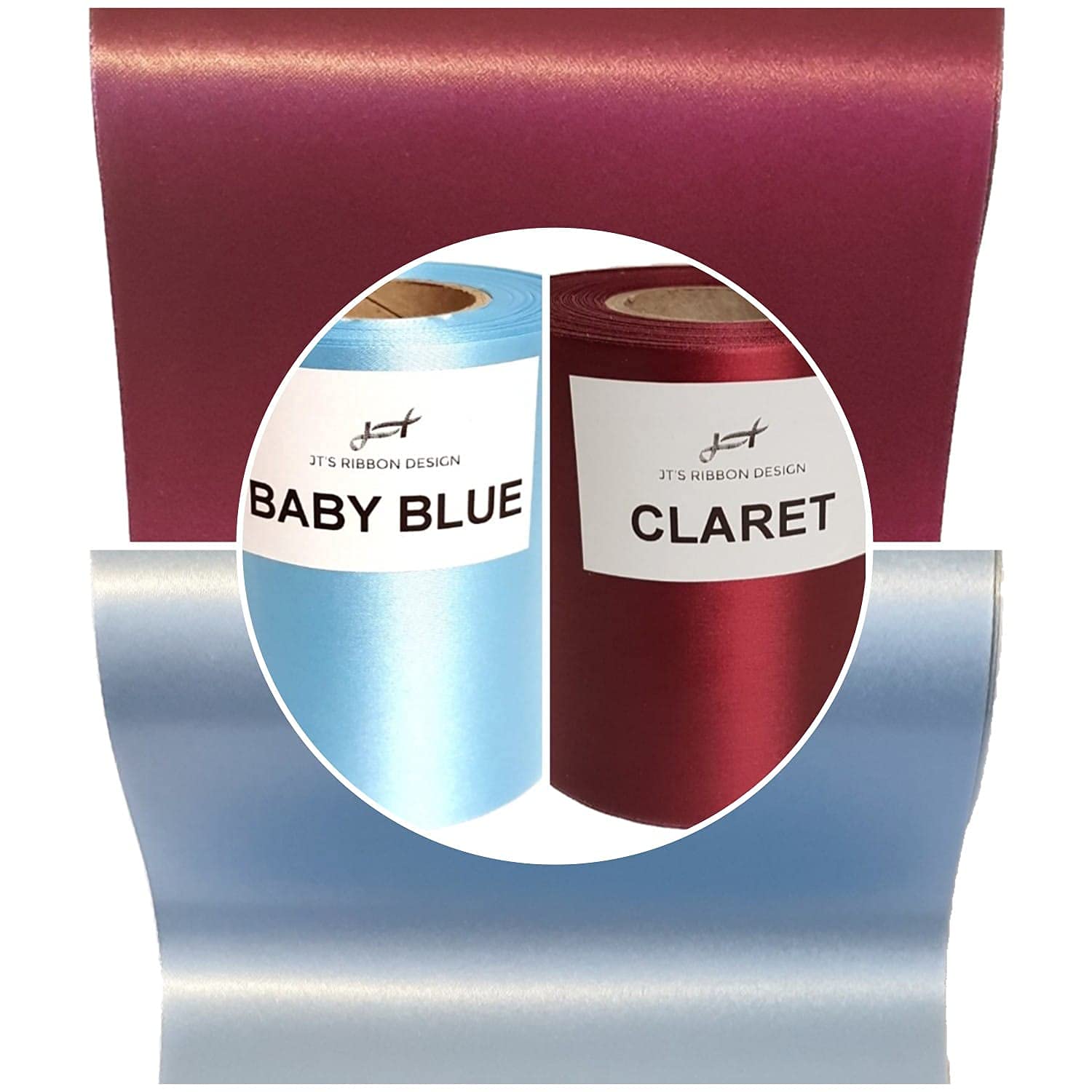 100mm Claret & Blue Football Themed Ribbon 2 Metres of Claret 2 Metres of Blue Extra Wide Ribbon