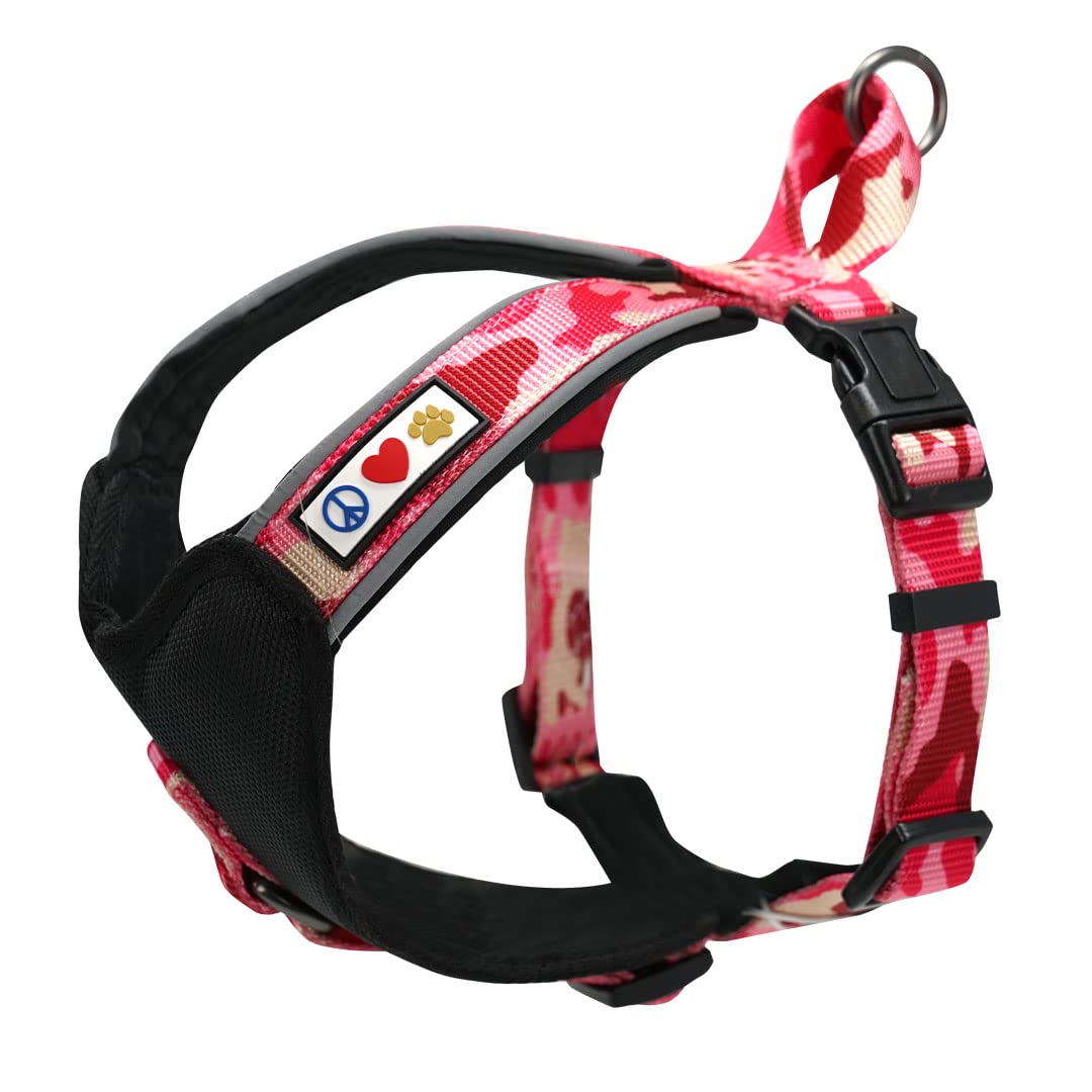 Pawtitas Pet Accessories Adjustable Padded Reflective Dog Harness, Step In Or Vest Harness, Comfort Control Walk, Puppy Trainer, Reduces Pull Tugging, Choking XS Extra Small Camouflage Pink â image 1