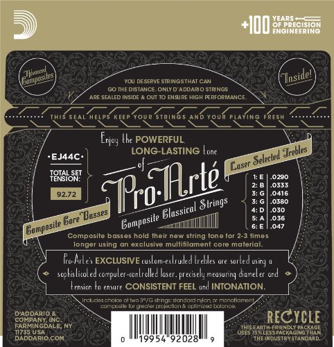 D'Addario EJ44C Pro-Arte Composite Classical Guitar Strings, Extra-Hard Tension