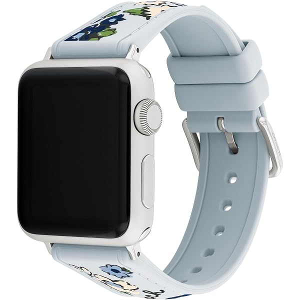 Coach Light Blue Watch Band for Apple Watch COACH Blue Floral Silicone Apple Watch Strap 14700294 | Kay main image 3