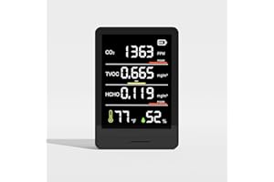 PERFORMANCE GURU Air Quality Monitor, Professional & Accurate CO2, TVOC, HCHO, Humidity& Temperature Particle Counter, for Home, Office, School, Hotel, Car