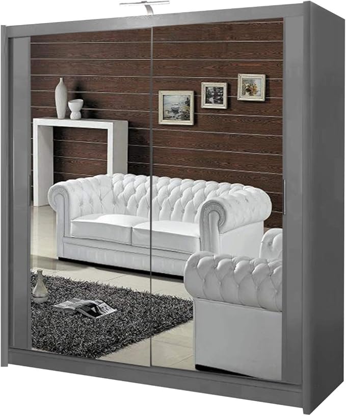 Double Mirror Sliding Door Chicago Wardrobe with LED LIGHT 90/120/150