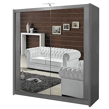 Double Mirror Sliding Door Chicago Wardrobe With Led Light 90 120