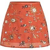 Milumia Women's Boho Floral Embroidery Sequin Mini Skirt Summer Vacation A Line Skirts