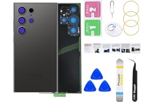 Phoupair Back Glass Replacement for Samsung Galaxy S24 Ultra with Professional Repair Tool Kit (Titanium Black)