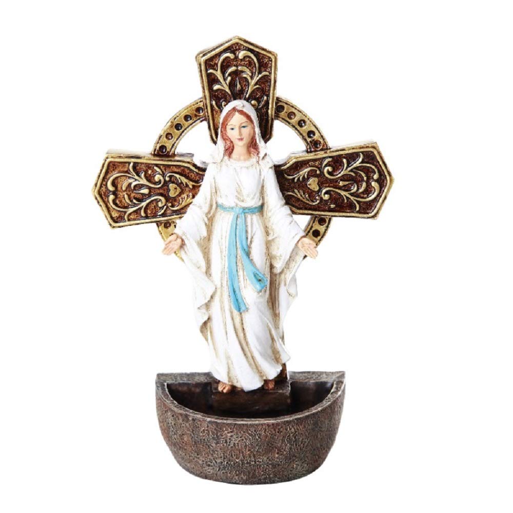 Pacific Trading Our Lady of Grace Holy Font Figurine, 6.75-inches, Cold Cast Resin, Multicolor