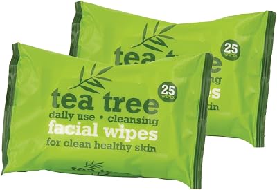 Xpel 40160 Tea Tree Cleansing Facial Wipes Makeup Remover, 50 Count