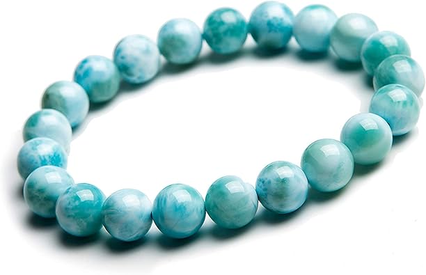 DUOVEKT 9mm Natural Larimar Bracelets 