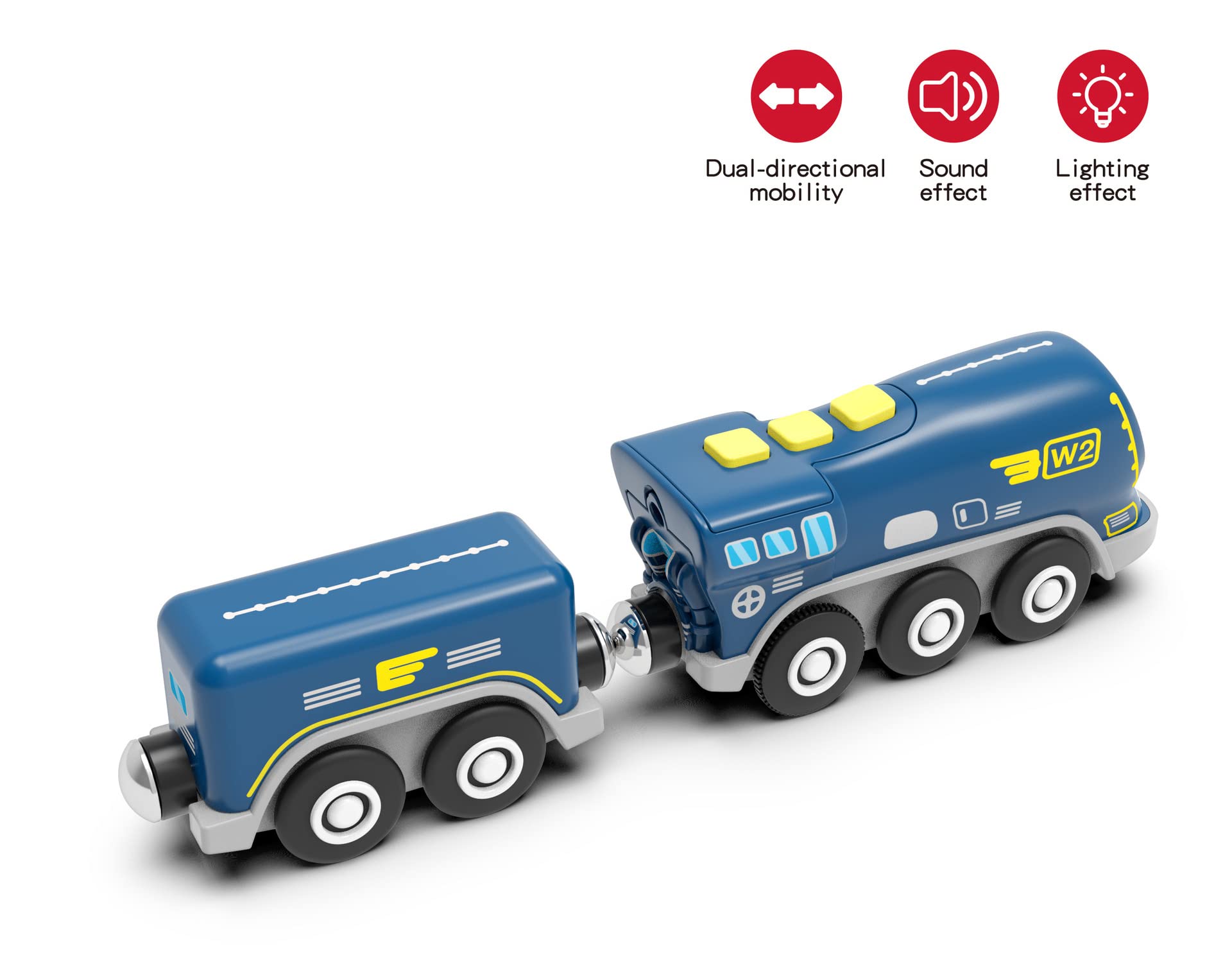 Z MAYABBO Battery Operated Locomotive Trains for Wooden Tracks, Powerful Engine Toy Train Vehicle for Railway Track, Science Fiction Train Car Series Fit All Brands Railroad (Battery Not Included)