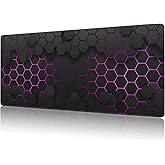 NIYLYNSYN Mouse Pad Large Electric Glow Hexagonal Non-Slip Gaming Desk Mat with Stitched Edge Laptop Keyboard Desk Pad for Work Home Gaming (35.4 x 15.7 Inches)
