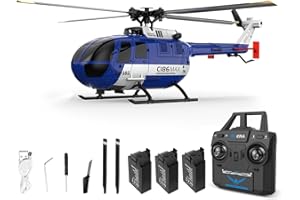 Hylukon RC Helicopter, 1:48 Scale Bo105 Helicopter, C186 Max New Upgrades Optical Flow Positioning, 2.4G 4CH RC Helicopters for Teens with 6-axis Gyroscope, Low Voltage Alarm, One Click Function