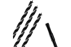 WOBLLMX 3PCS 5/16" x 12" Auger Drill Bit with SDS Plus Shank for Wood,Tri Flute Ship Auger Long Drill Bit for Soft and Hard Wood,Tree Stump,Plastic,Drywall and Composite Materials