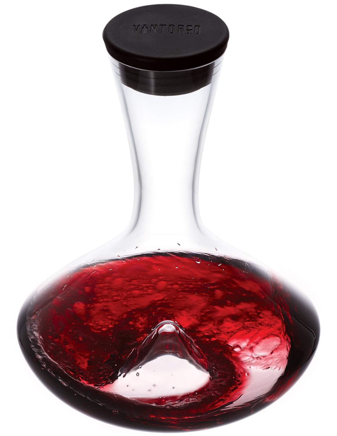Vintorio Citadel Wine Decanter - Artisanally Hand Blown Lead-Free Crystal - Super Durable Sommelier's Wine Carafe with Aerator Punt and Silicone Stopper
