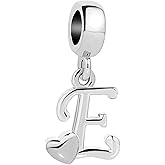 KunBead Initials A-Z Letter Alphabet Love Heart Birthday Dangle Charm Compatible with Pandora Bracelet for Mom Daughter Sister Auntie Grandma Friend Granddaughter