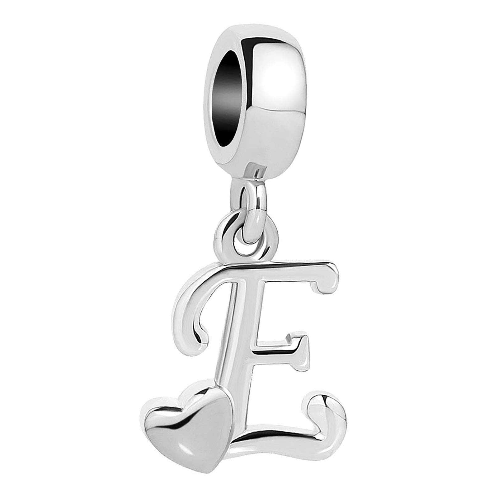 KunBead Jewelry Letter E Initial Charms Love Heart Aunt 18 Baby Girl Boy Birthstone Dangle Bead for Charm Bracelets