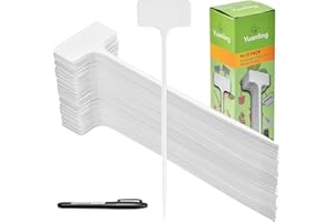 Plant Labels,60PCS Yuanling T-Type 11.4" Large Plastic Plant Tags Waterproof Plant Makers Nursery Garden Labels for Outdoor Indoor Plants Herbs Flowers Vegetable Potted Belt Marker Pen (White)