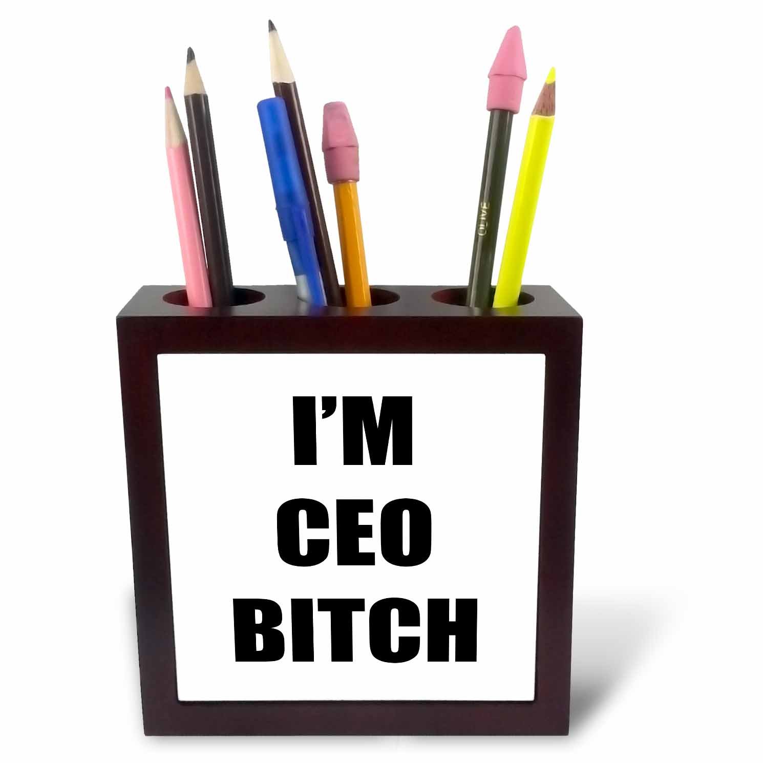 3dRose CEO Bitch-Tile Pen Holder, 5-Inch (Ph_223073_1), 5 Inches