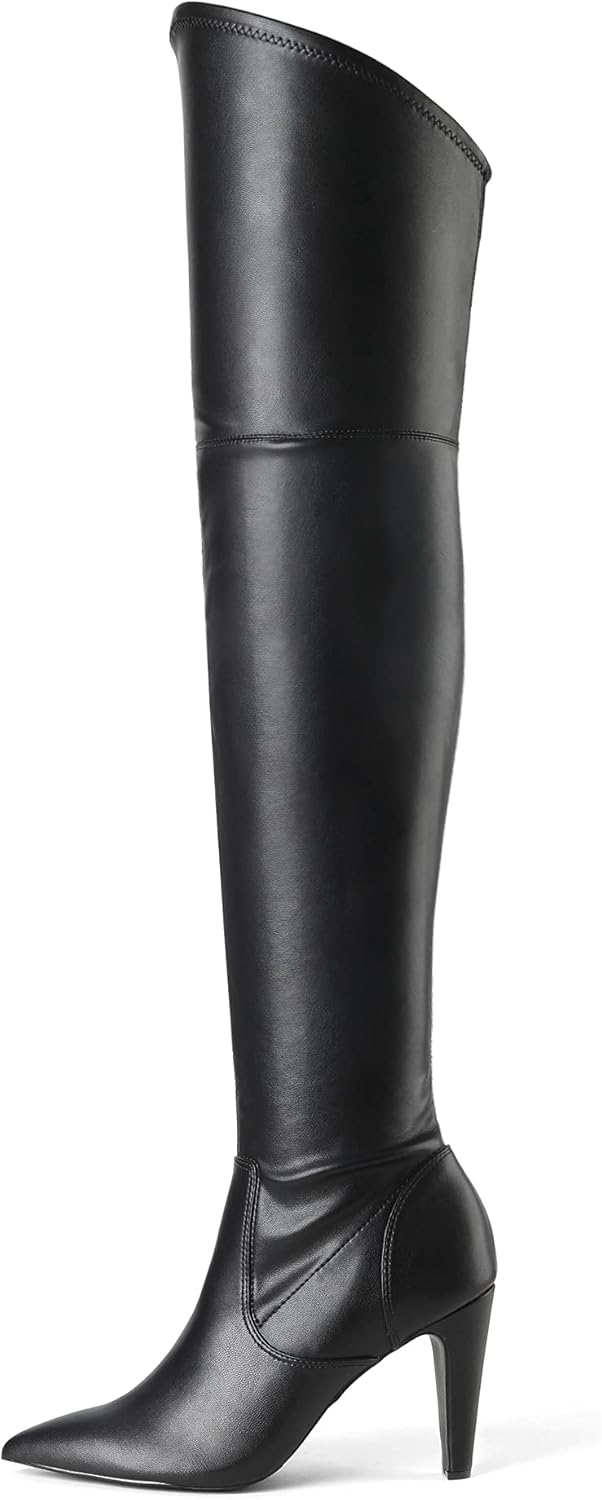  | DREAM PAIRS Women's Thigh High Boots Over The Knee Heels Long Sexy Pointed Toe Boots | Over-the-Knee