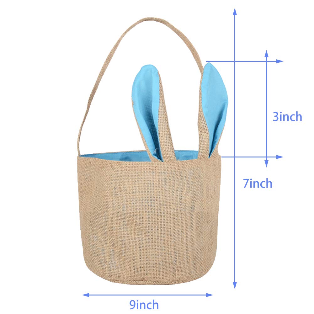 DomeStar Jute Bunny Basket, Burlap Cloth Basket Jute Cotton Rabbit Bag Tote Bag Handbag Burlap Easter Bunny Bag for Picnics