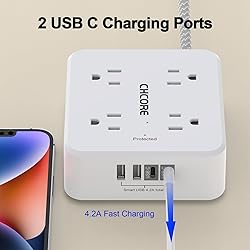 Surge Protector Power Strip - CHCORE 10 Ft Braided