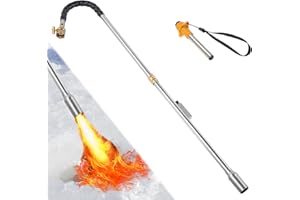 Frebuta Propane Torch Weed,33" Weed Burner Torch for Propane Tank Long Handle No Bend Built in Ignition Flamethrower Non Slip Rubber Grips Iron Pipe 80000BUT Clear Weed Torches for Outside