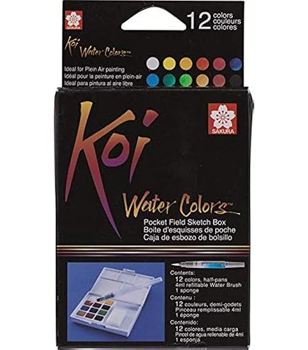 Faber-Castell 125012 - Boîte aquarelle avec 12 couleurs avec pinceau pour peindre, illustrer, colorier et dessiner