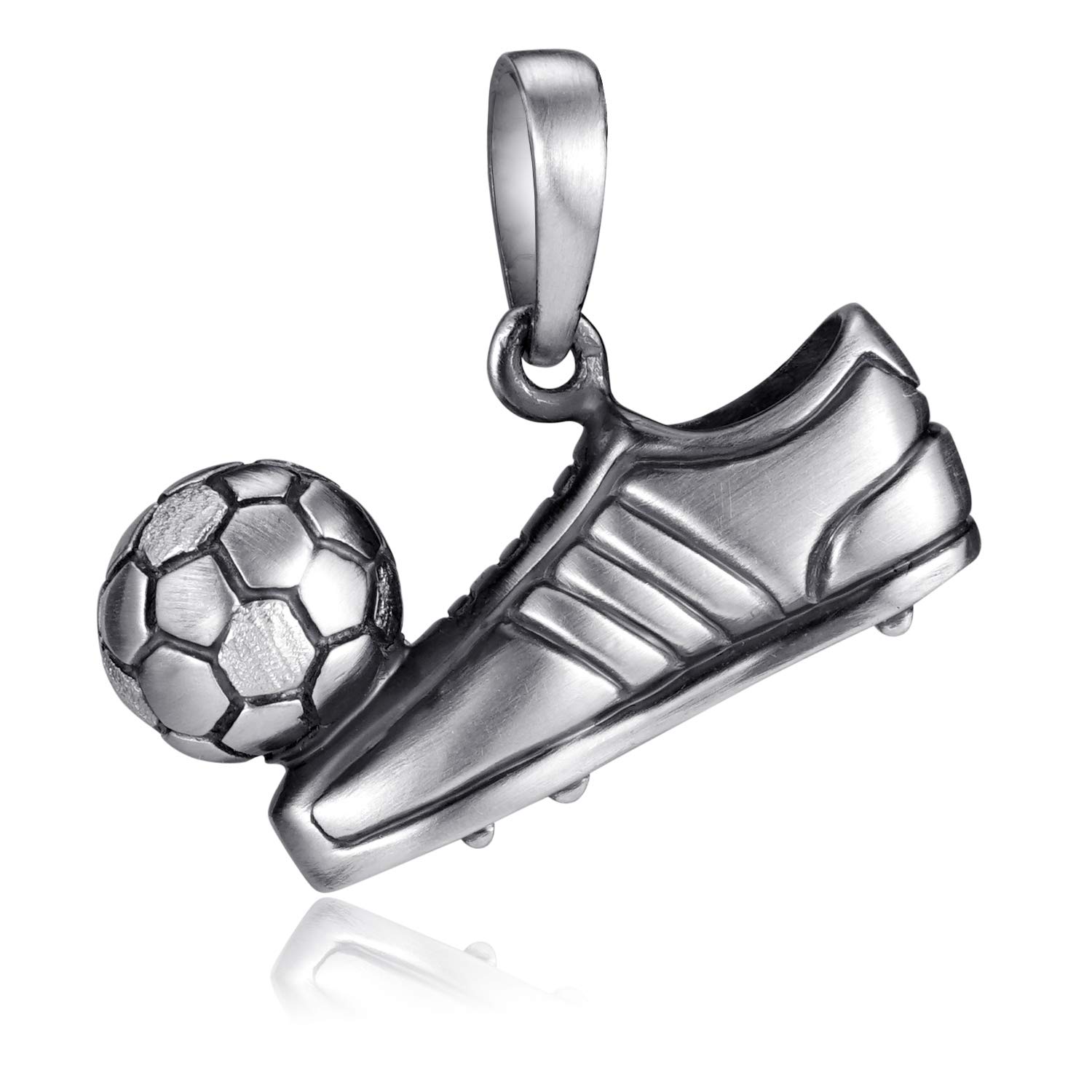 Materia Men's Boys Football Pendant 925 Silver Chain Pendant Football Shoe with Ball with Jewellery Case