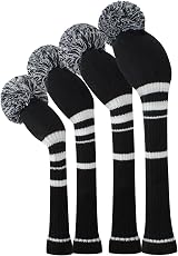 Scott Edward Knit Golf Wood Head Covers Set of 4 Black White Stripes 460CC