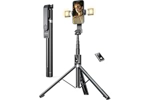 ANXRE 60" Phone Tripod Selfie Stick with Remote and 2 Light,Travel Selfie Stick Tripod with Remote Tripod for Cell Phone Comp
