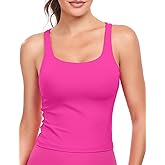 HeyNuts Zeal Bras Longline Ribbed Medium Support Sports Bras, Crisscross Back Tank Tops with Removable Pads A-D Cups