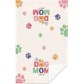 EVER-GOING TUNE Fun Kitchen Towels,Dog Mom Gifts Kitchen Towels,Dog Lovers Owners Gifts for Women,Colorful Dogs Paws Hand Towels for Bathroom Kitchen Decorative Towels, 16x24 Inch