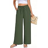 Arolina Plus Size Pants for Women Drawstring Waist Wide Leg Palazzo Beach Pants with Pockets (Regular,Petite)