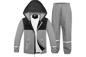 DEKOMERE Kid Rain Gear Waterproof Rain Suit Boys Girls Rain Jacket and Pants
