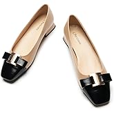 C.Paravano Flats Women | Ballet Flats | Square Toe | Dressy Casual Shoes | Two-Toned Toe, Lambskin Leather Insole, Anti-slip Grooved Sole, Classic &amp; Chic, Comfortable Work Shoes Women, Fashion Slip On