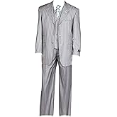 Milano Moda Fancy Stripe High Fashion Suit with Vest & Pants 5267