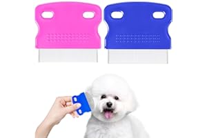 2 Pack Professional Eye Comb For Pets,Stainless Steel Tear Stain Remover For Cats & Dogs,Flea Lice Comb,Gentle Round-Head Gro