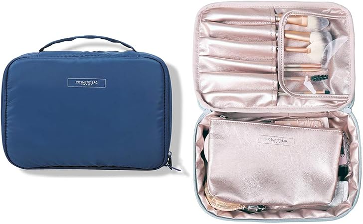 Amazon Botta Design 高品質 化粧ポーチ トイレタリーバッグ コスメポーチ 高密度引き裂き防止素材 撥水加工裏面 洗いやすい 化粧道具収納 ファスナーポーチ バッグインバッグ付き トラベル 旅行 出張用 ブルー Botta Design 化粧ポーチ 通販