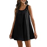 Wenrine Womens Oversized Summer Tank Mini Dress Casual Sleeveless Scoop Neck Loose Beach Vacation Sundresses