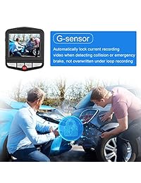 Cámara de salpicadero de coche Ssontong, Full HD 1080P de 2,3", pantalla de 140 grados gran angular, grabadora de vídeo en el salpicadero con visión nocturna, G Sensor, monitor de estacionamiento, grabación en bucle, color azul