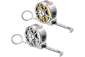 Compact 2m Stainless Steel Tape Measure Metric + Imperial Double-Sided Scale with Keychain - Durable, Waterproof Mini Ruler -