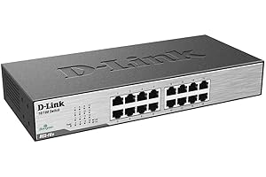 D-Link 16-Port Fast Ethernet Unmanaged Desktop/Rackmount Switch, Plug and play, Rugged Metal Housing, IEEE 802. 3az Energy Ef