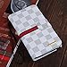 RAYTOP Luxury Brand Designer White Checks Leather Cases Covers Wallet for Samsung Galaxy Note 2 N7100 Note2 Women Men Classy Classic Simple Design Card Holder Magnetic Clasp Hand String Business Style