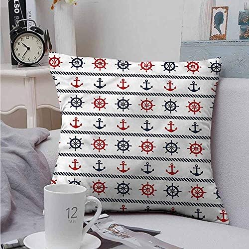 Fbdace Double-Sided Printing Throw Pillowcase Anchor Anchor and Steering Wheel Premium,Ultra Soft,Hypoallergenic,Breathable 20 X 20 Inch