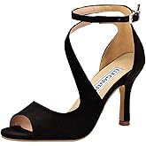 ELEGANTPARK Sandals for Women Peep Toe High Heels Cross Strappy Wedding Evening Dress Shoes Buckle Stain