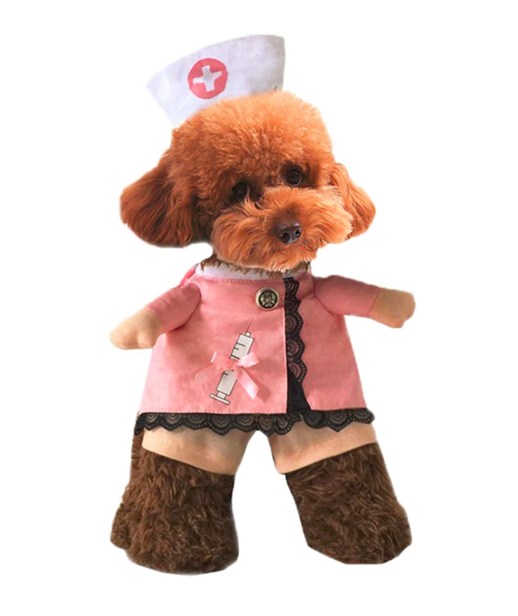 XIAOYU Puppy Dog Cat Nurse Costume Halloween Cosplay Party Outfit Suit Costume for Small Dogs and Cat, S